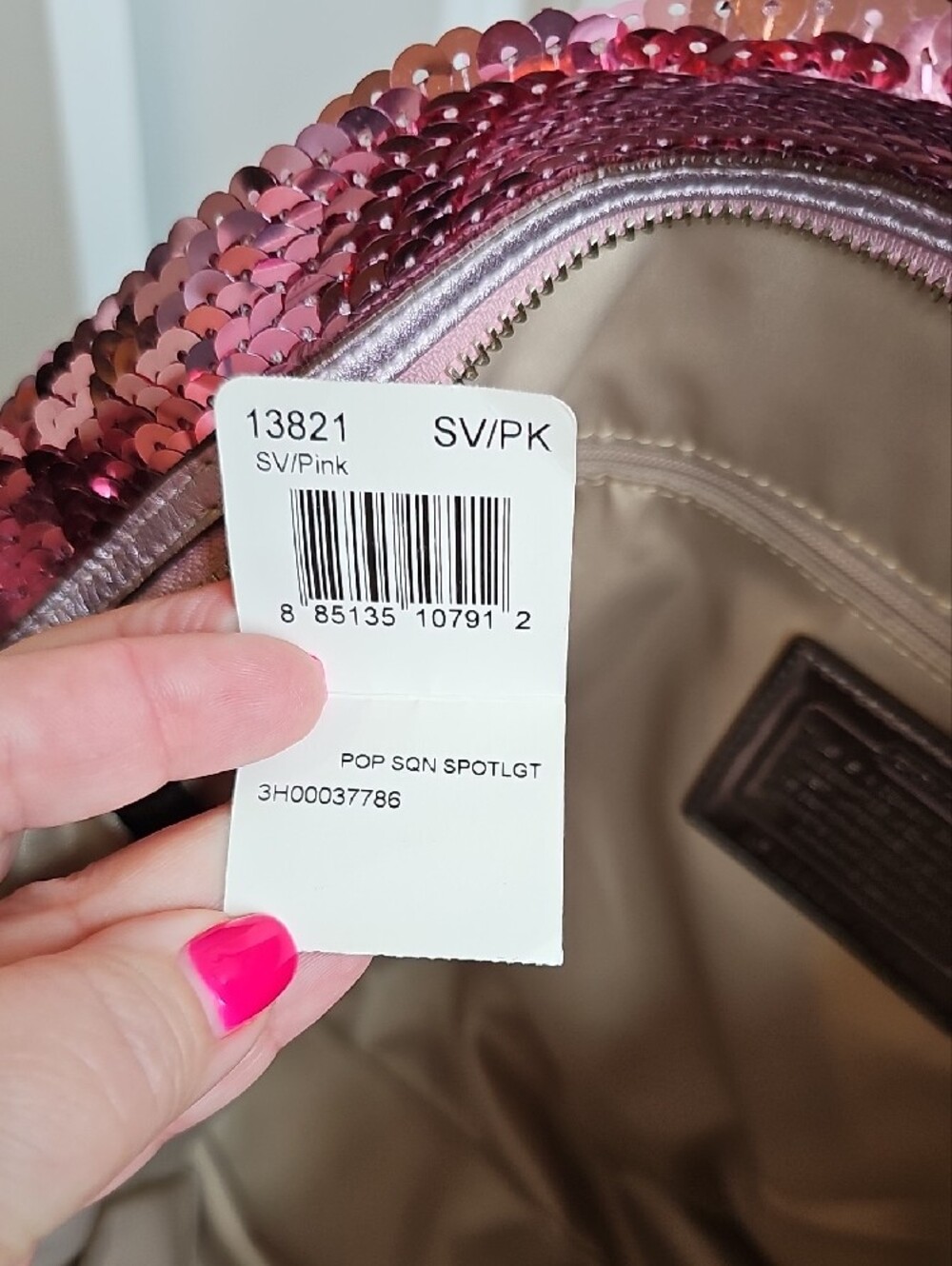 Coach Poppy Sequin Spotlight Pink Metallic Shoulder Bag Tote 13821 NWT - Picture 14 of 15